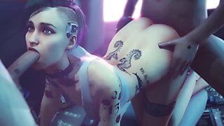 Teen Judy Alvarez do blowjobs and anal in Cyberpunk compilation